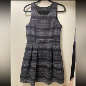 fab’rik Blue Brown Grey Black Printed Wool Knit Winter Dress